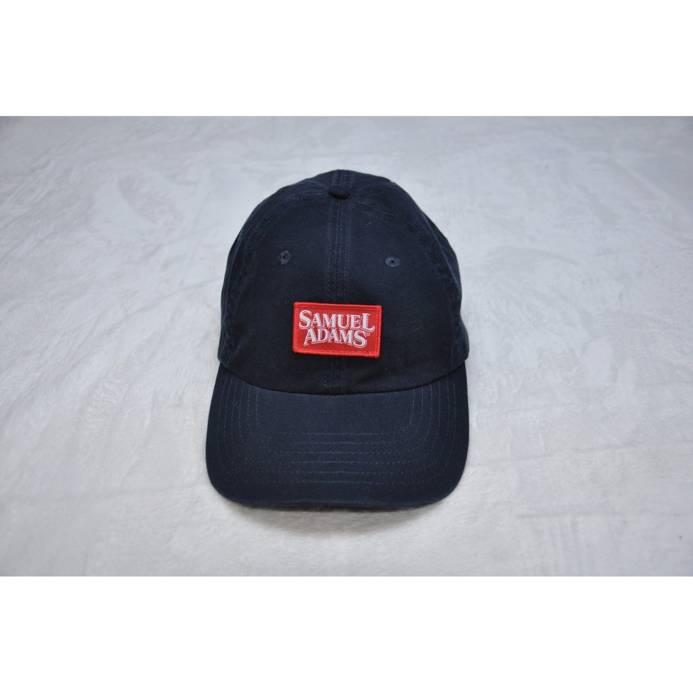 Samuel Adams Hat Cap Strap Back Navy Blue Embroidered Patch Beer Promo‎ Mens